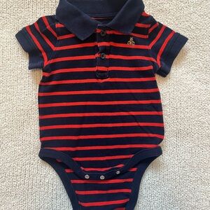 BabyGap Navy and Red Striped Polo Bodysuit